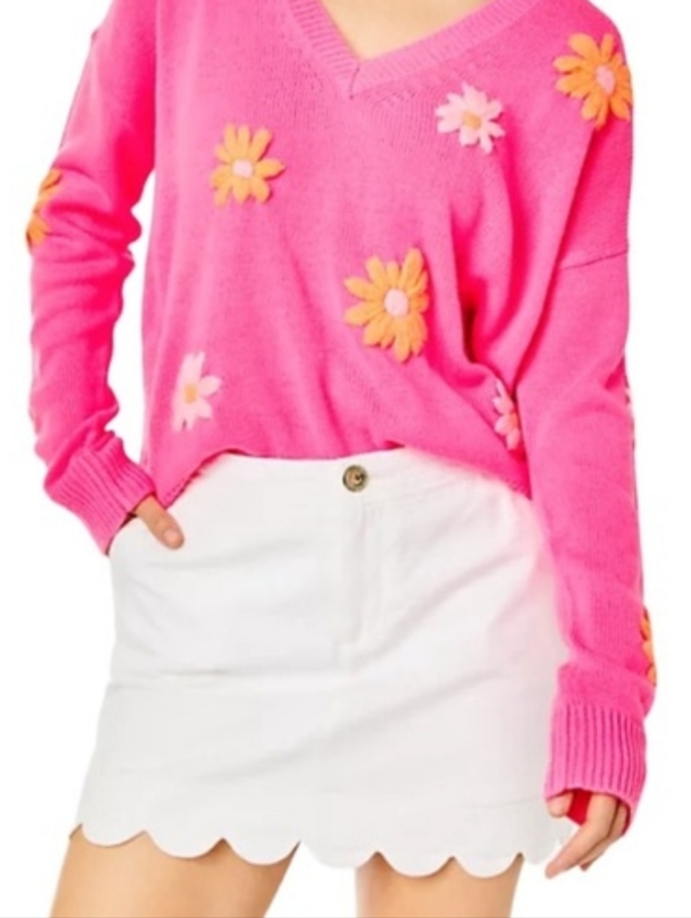 Lilly Pulitzer Scalloped Mini White Skirt Skort - Picture 2 of 10